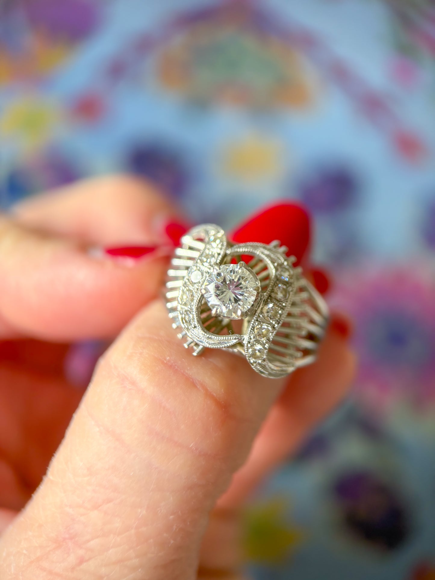 Vintage (Possibly Antique) Natural Diamond 14k White Gold Engagement Ring