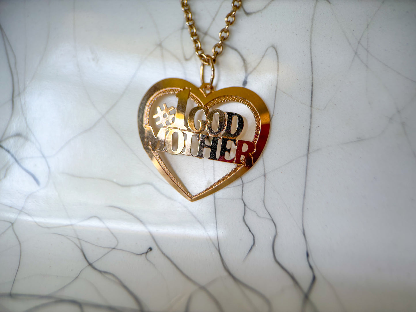 Vintage "#1 God Mother" 14k Yellow Gold Charm