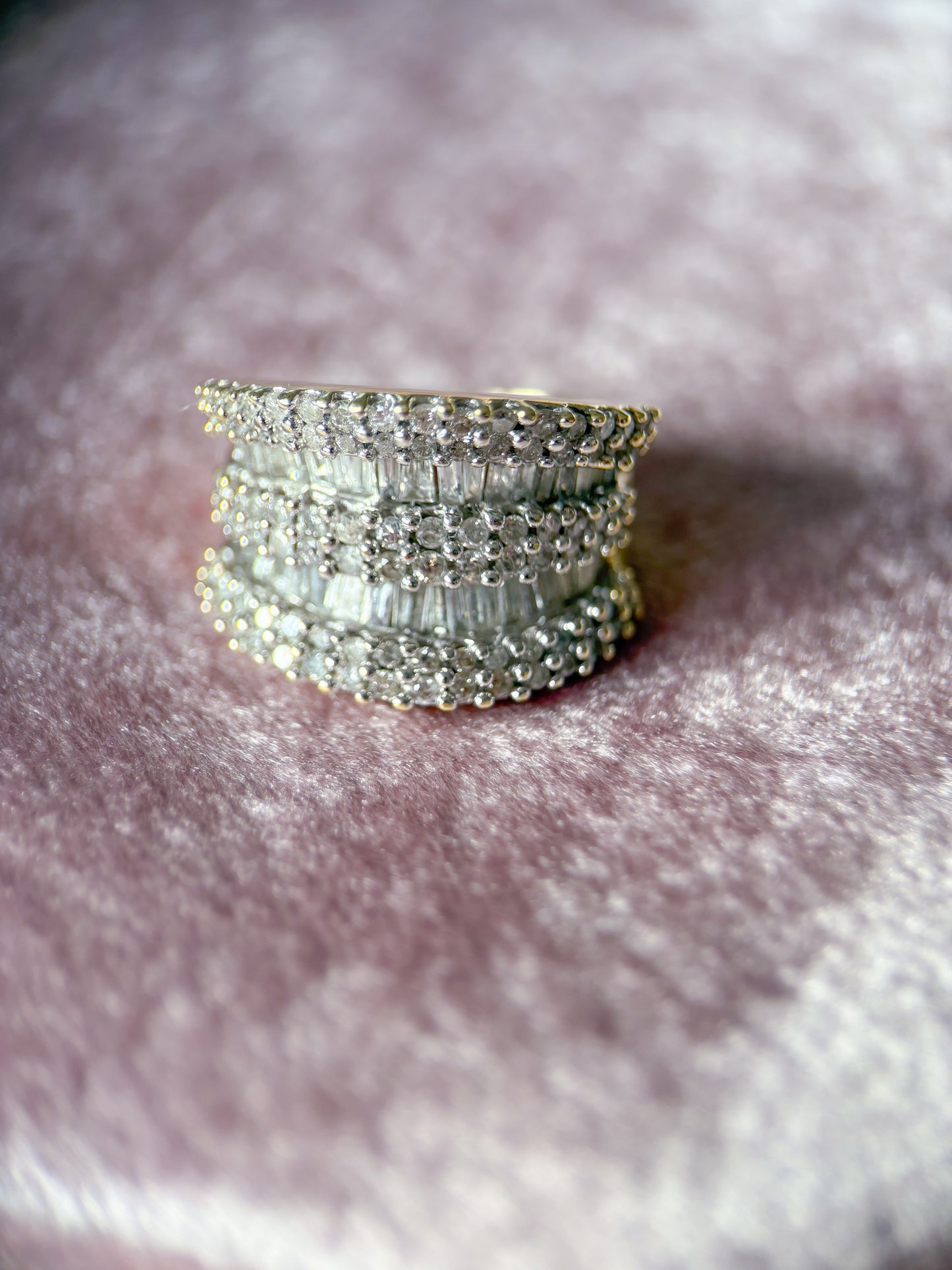 Vintage Natural Diamond 10k Yellow Gold Statement Ring