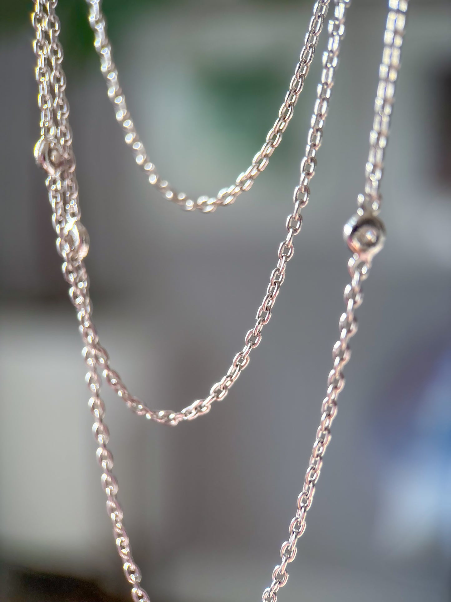 Natural Diamond by the Yard Graduated 14k White Gold Necklace