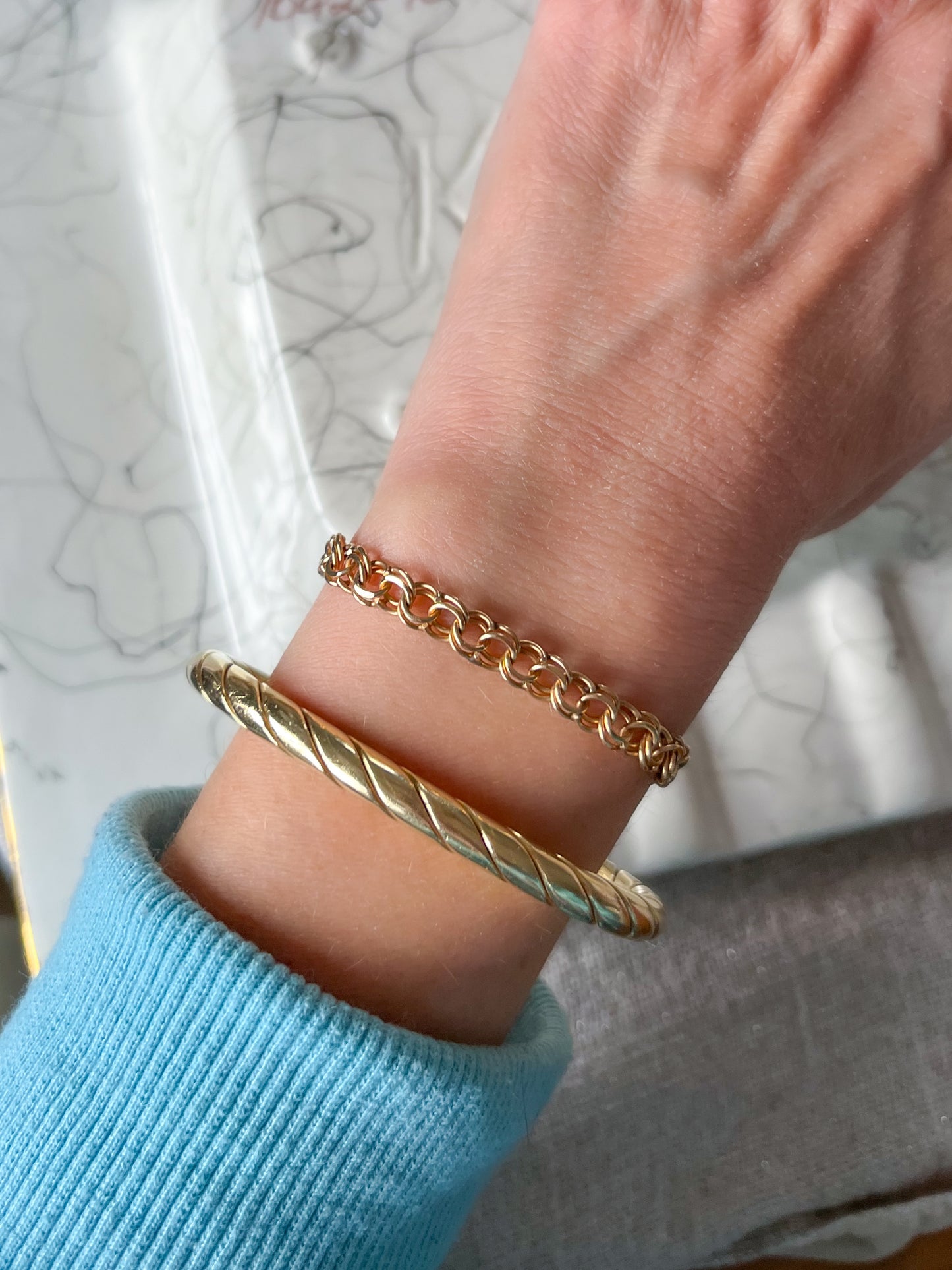 Vintage Open Rope Chain 14k Yellow Gold 7 Inch Bracelet