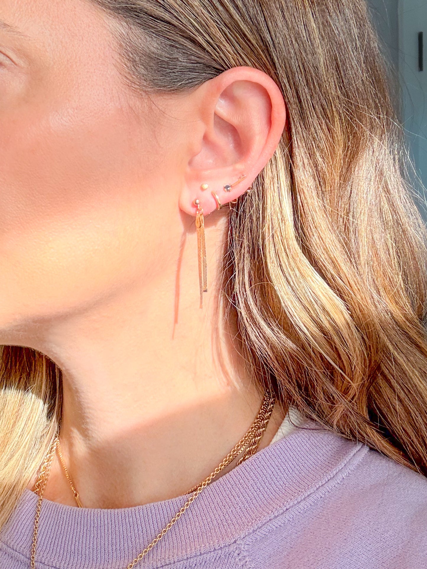 Vintage Dangle 14k White, Rose, Yellow Tri Colored Gold Earrings