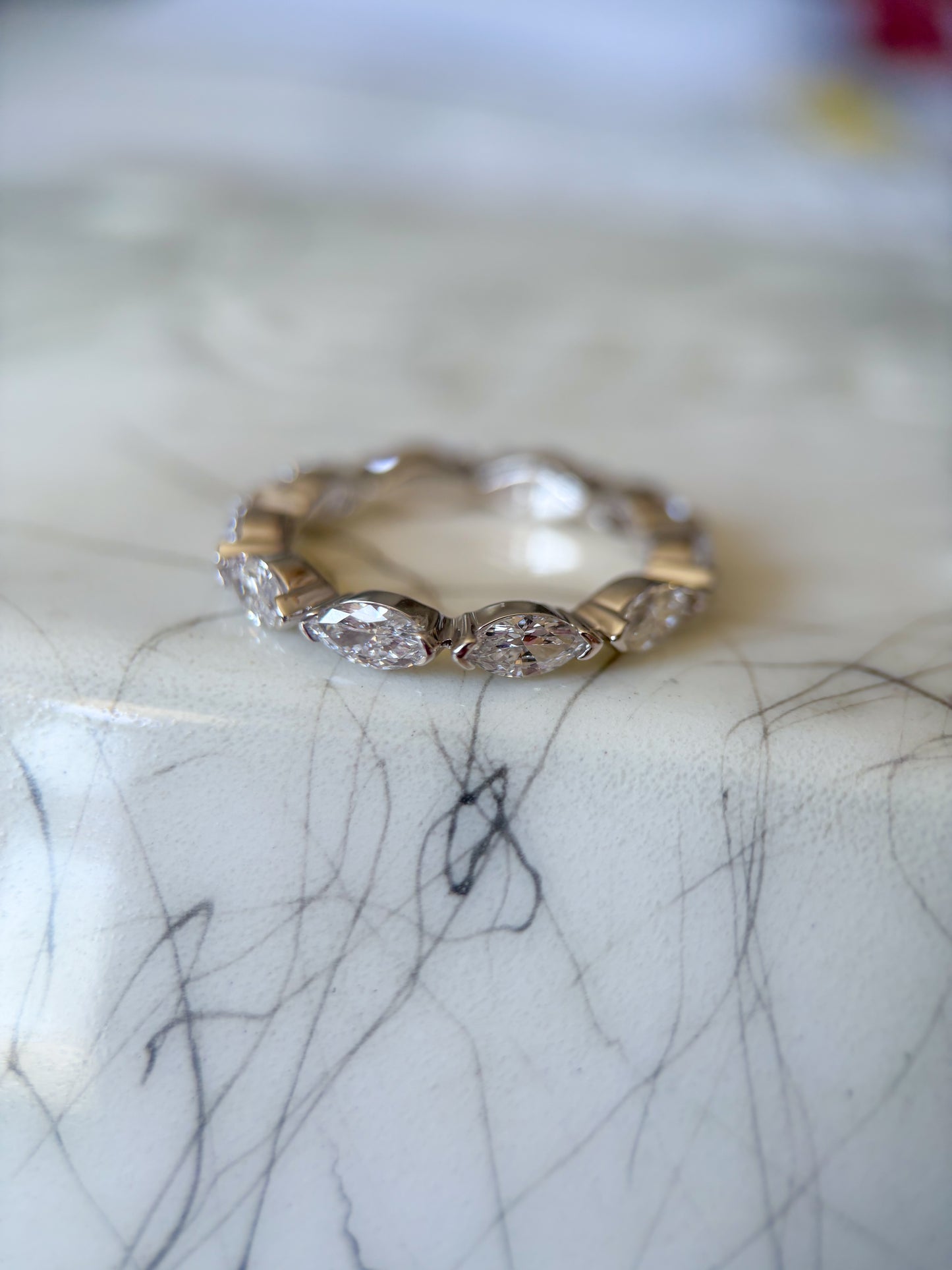 Lab Grown Diamond 14k White Gold Marquise 1 Carat Eternity Band