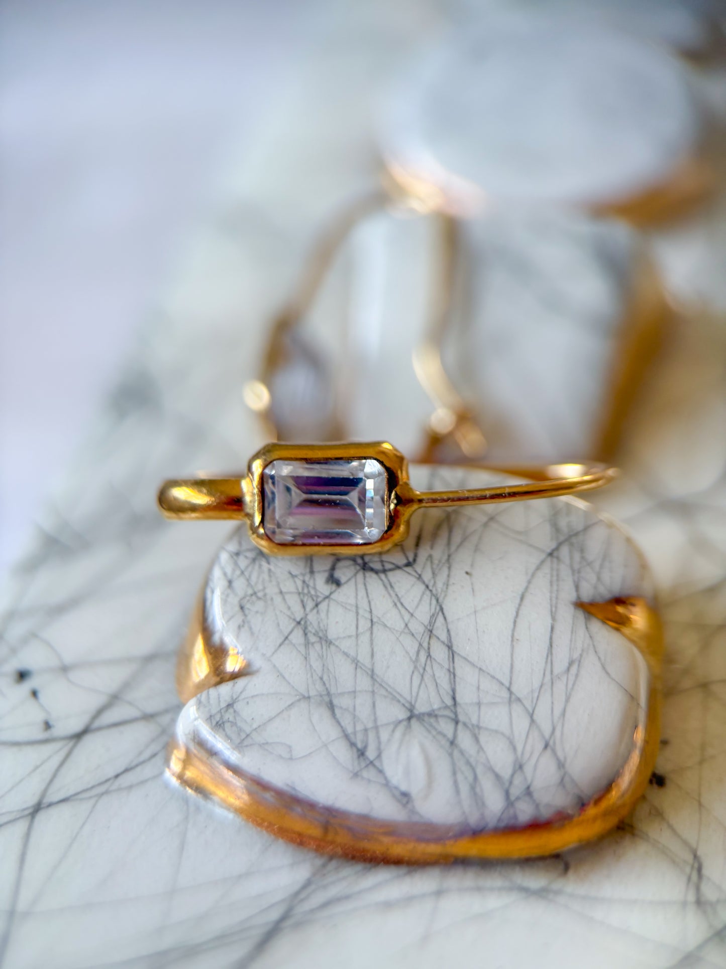 Vintage 18k Yellow Gold Earrings with CZ