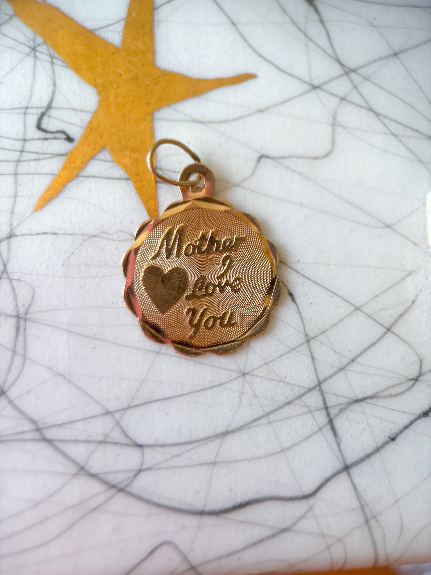 Vintage “Mother, I Love You” 14k Yellow Gold Charm