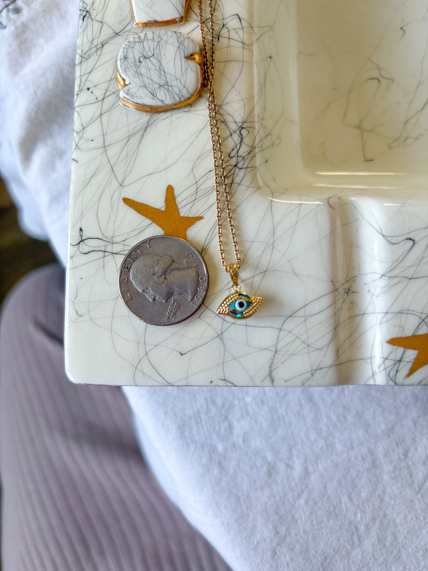 Evil Eye 14k Yellow Gold Charm