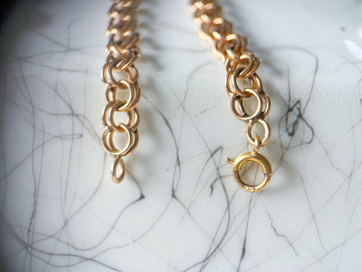 Vintage Open Rope Chain 14k Yellow Gold 7 Inch Bracelet