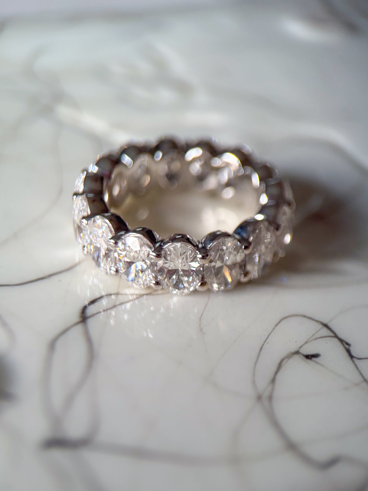 Lab Grown Diamond 14k White Gold Oval 7 Carat Eternity Band