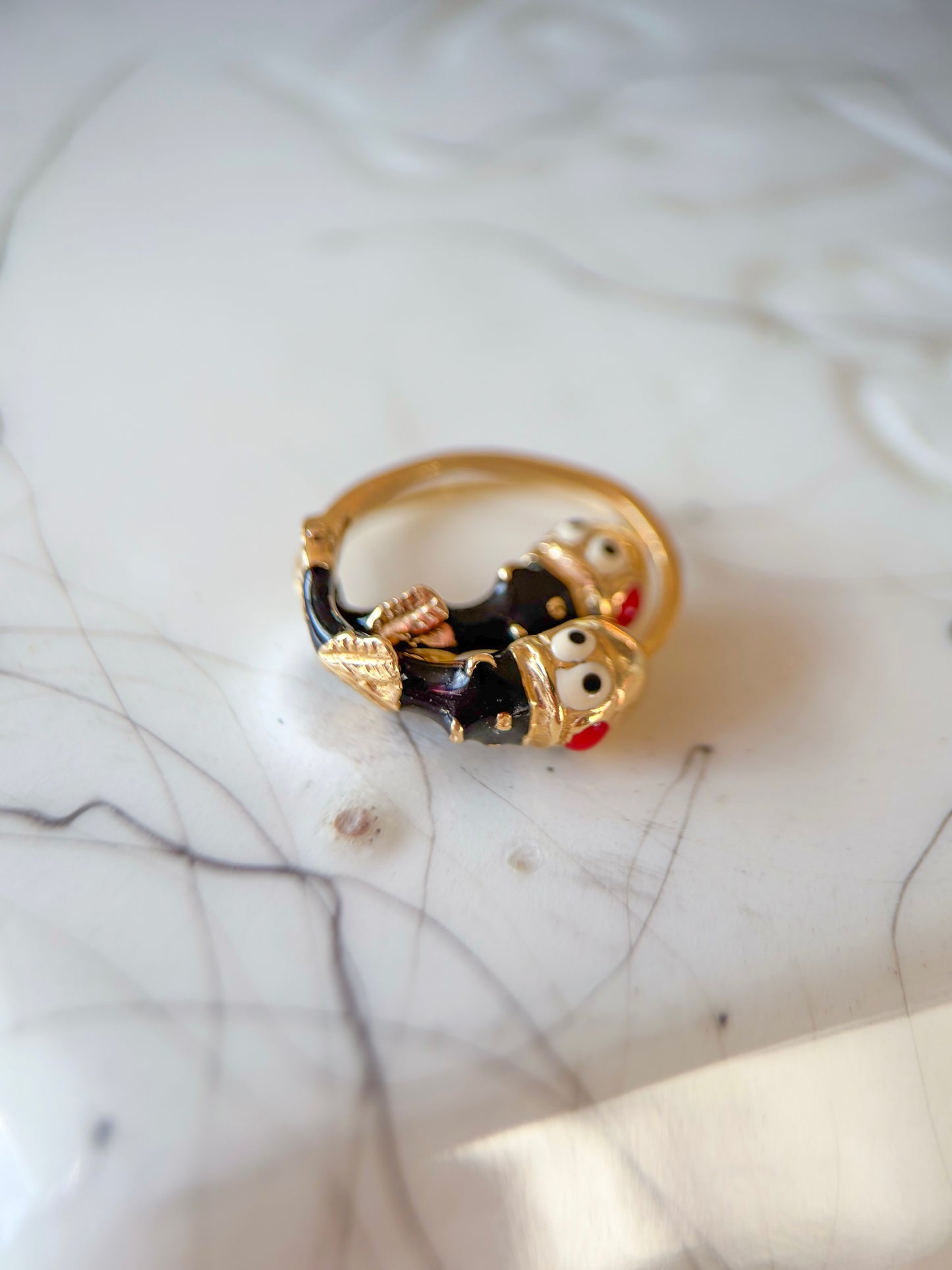 Vintage 14k Yellow Gold Enamel Huggies