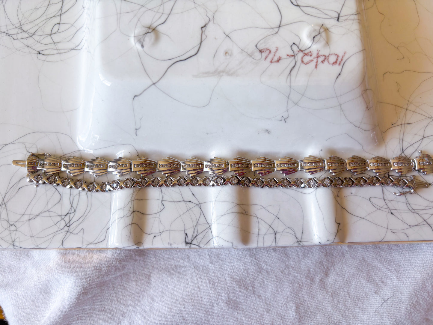 Various Vintage Natural Diamond White Gold Bracelets