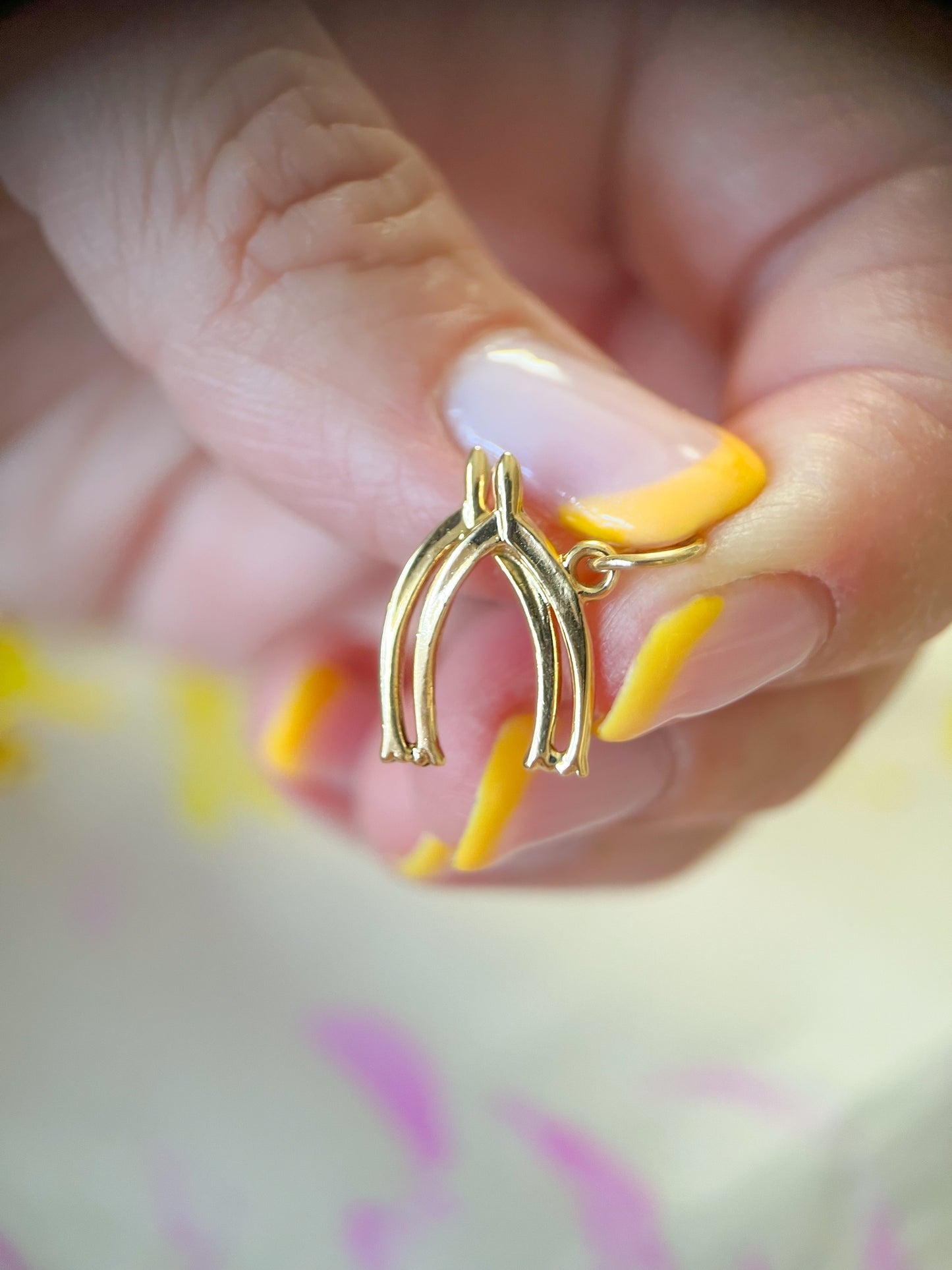 Vintage Double Wishbone 14k Yellow Gold Charm