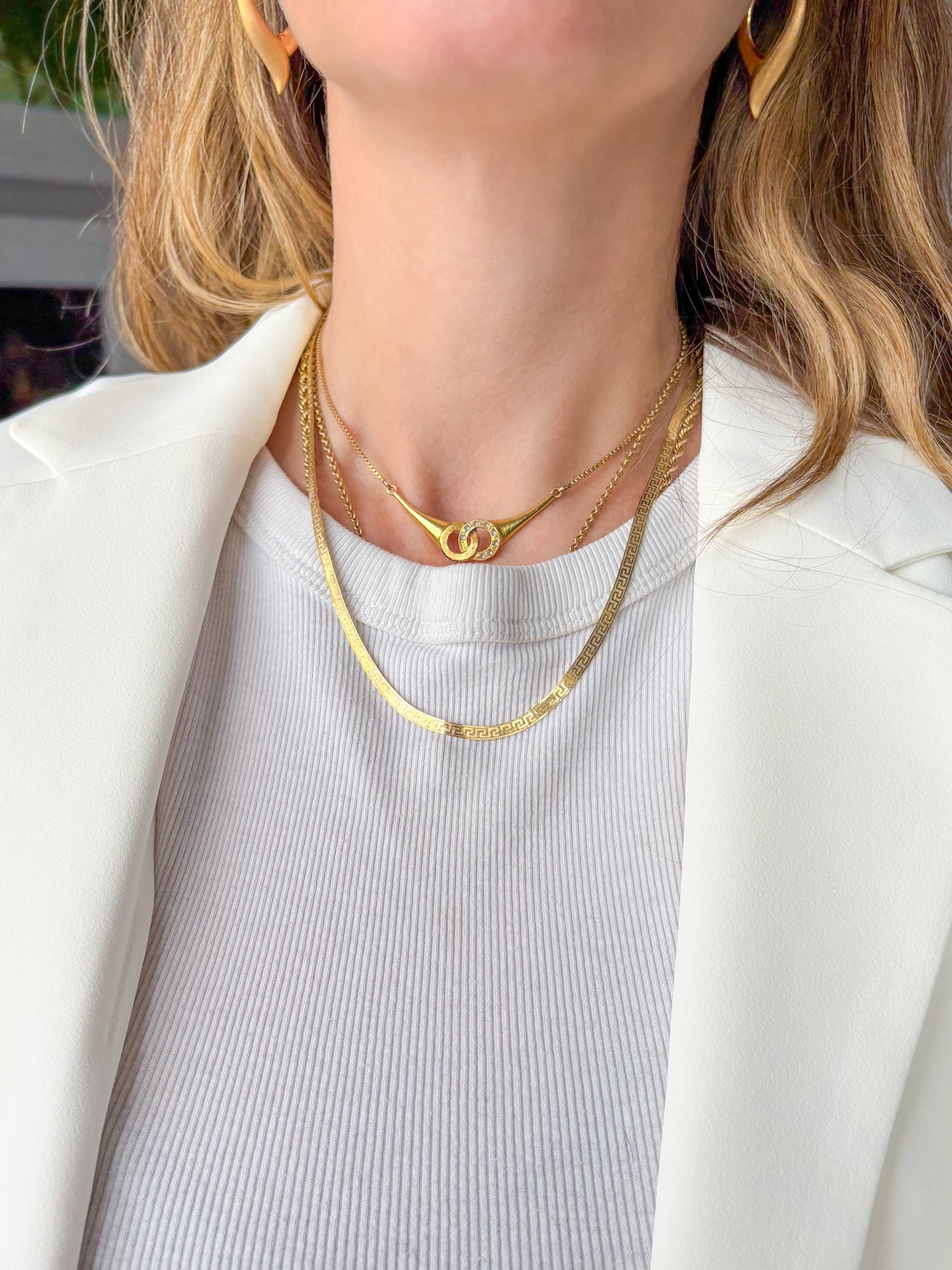 Herringbone Greek Style Chain 10k Yellow Gold 18 Inch Necklace