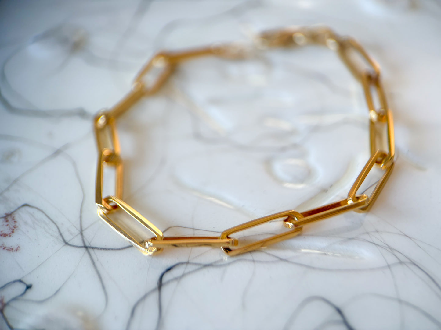 Vintage Paperclip 14k Yellow Gold 6.5 Inch Bracelet