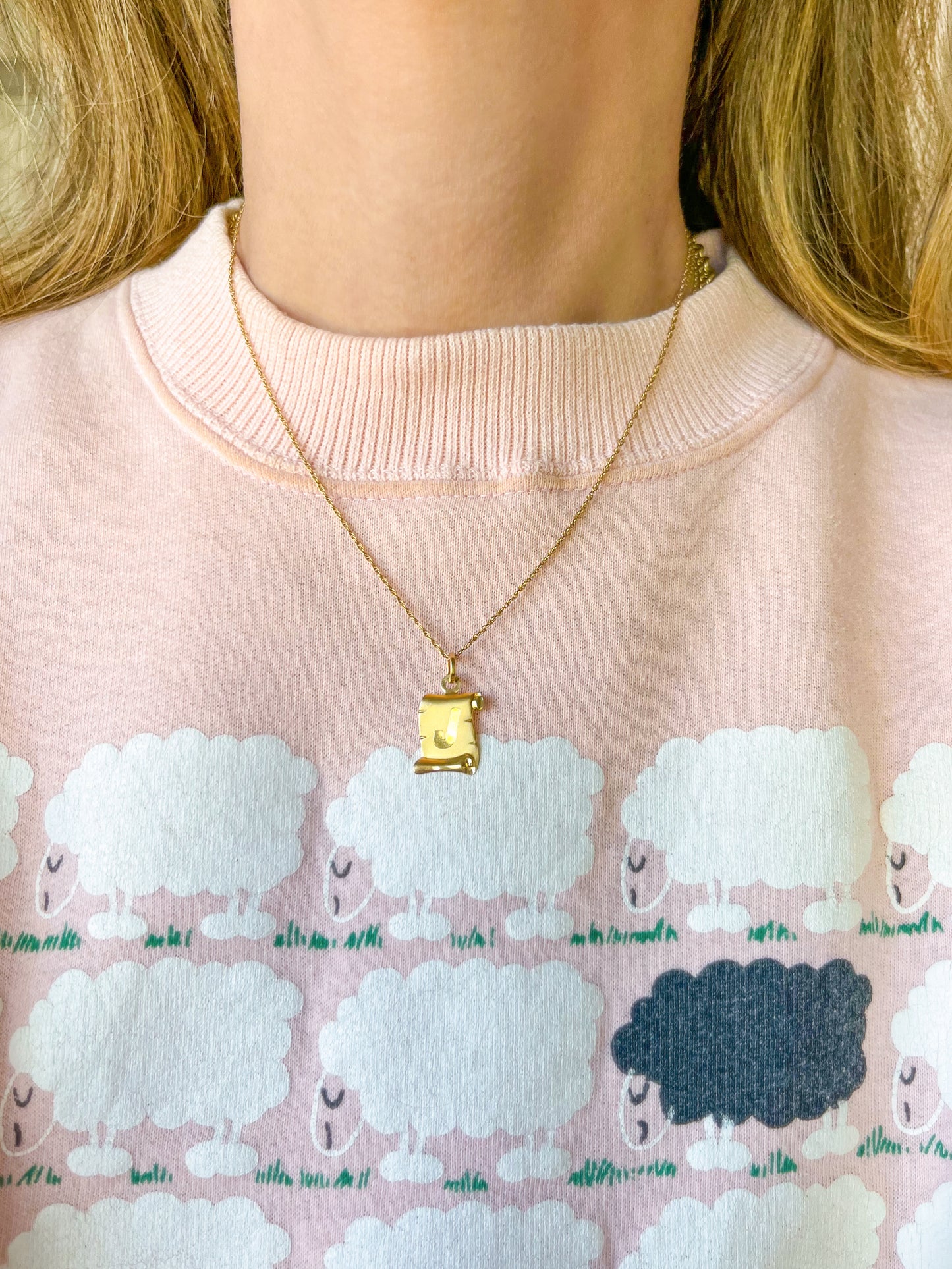 Vintage "J" on a Scroll 14k Yellow Gold Initial Charms