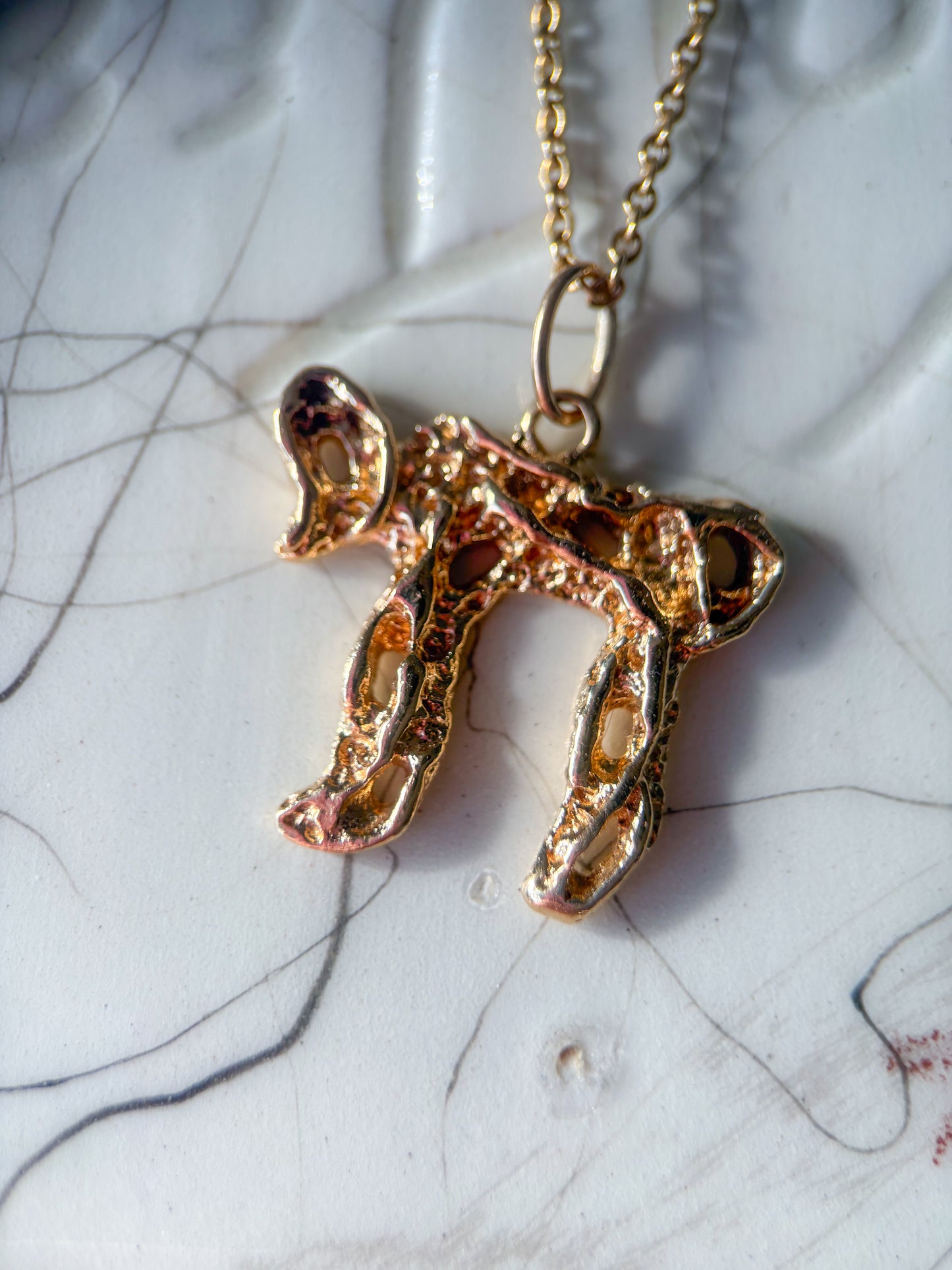 Vintage Chai 14k Yellow Gold Nugget Charm