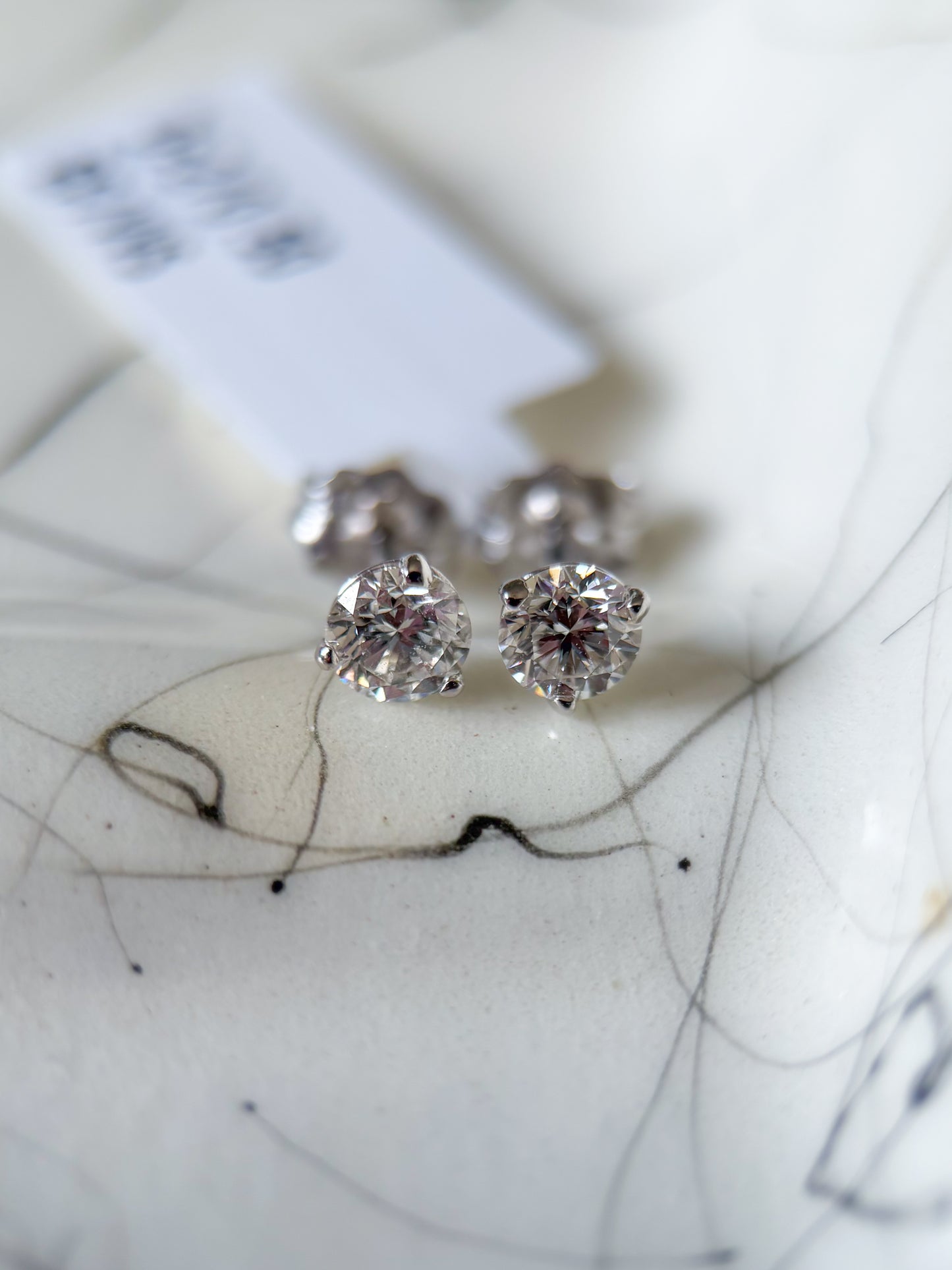 Lab Grown 0.52 Carat Total Weight Round Diamonds 14k White Gold Stud Earrings