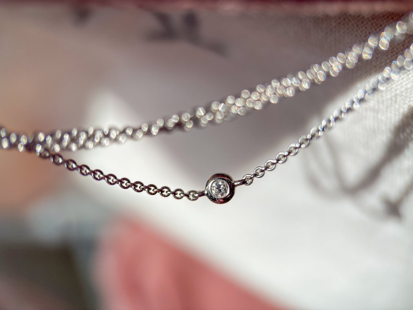 Natural Diamond by the Yard 3 Row 14k White Gold 19.5 Inch Necklace