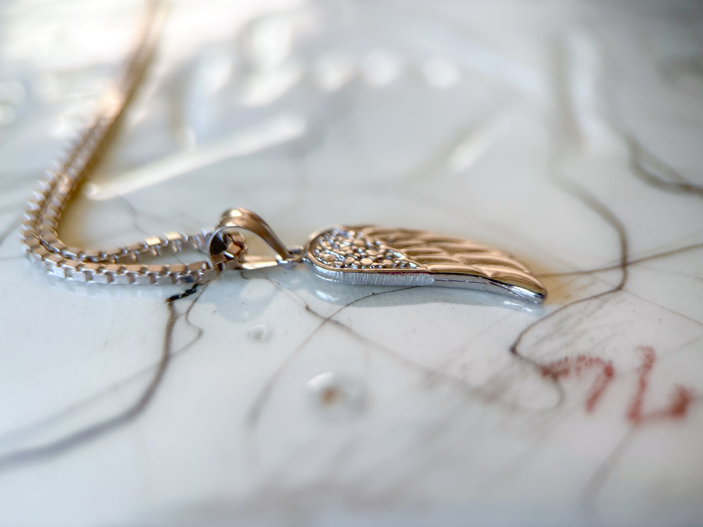 Vintage 14k White Gold Angel Wing Charm