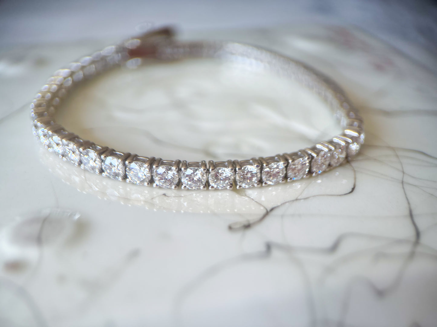 Lab Grown Round Diamond 14k White Gold 8 Carat Tennis Bracelet