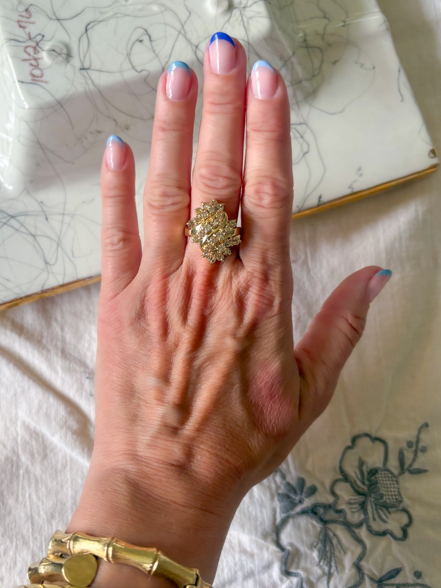 Vintage Natural Diamond 14k Yellow Gold Ring