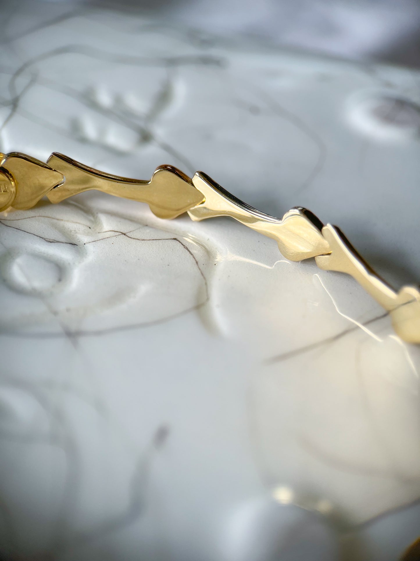 Tri Color White, Rose, Yellow Gold Heart 7.5 Inch Bracelet