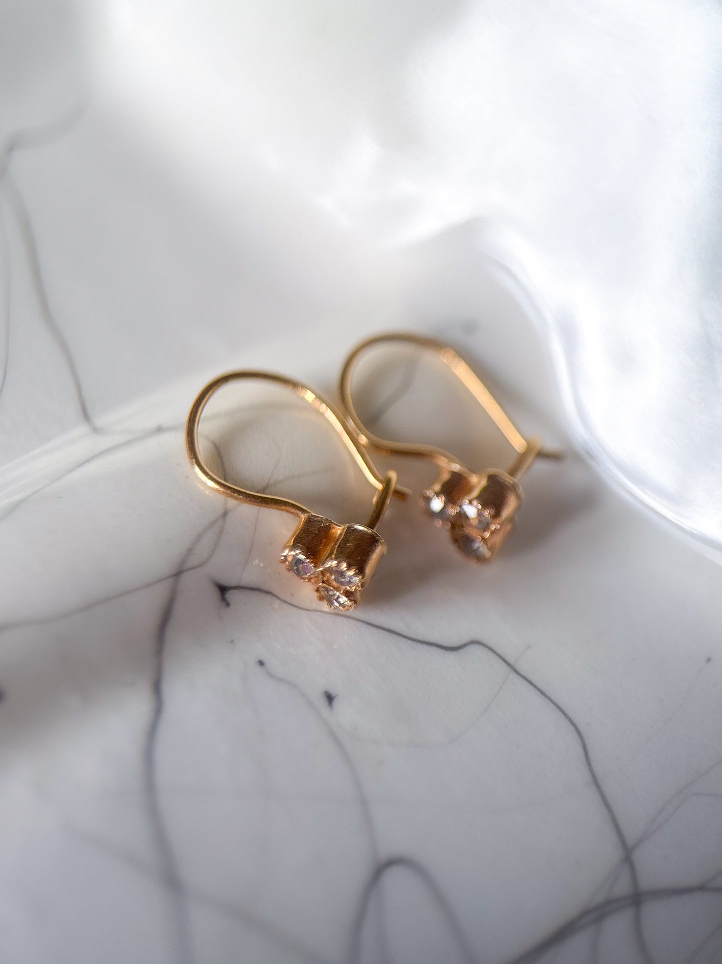 Vintage 14k Yellow Gold Drop CZ Earrings