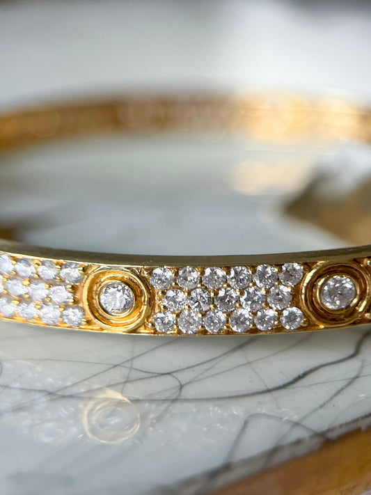 14k Yellow Gold and Natural Diamond Bangle