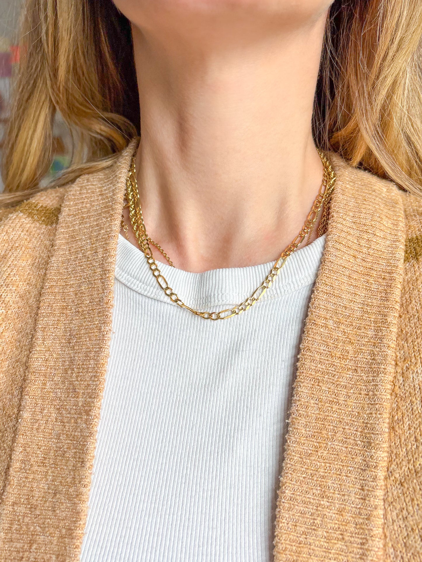 Vintage Figaro 14k Yellow Gold 16.25 Inch Necklace