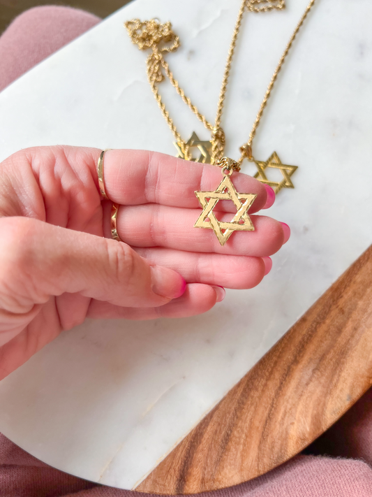 14k Yellow Gold Star of David Charm