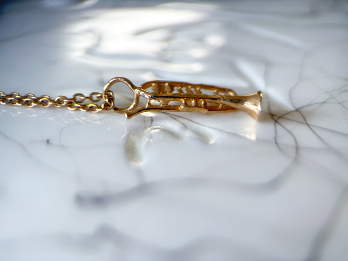 Vintage Trumpet 14k Yellow Gold Charm