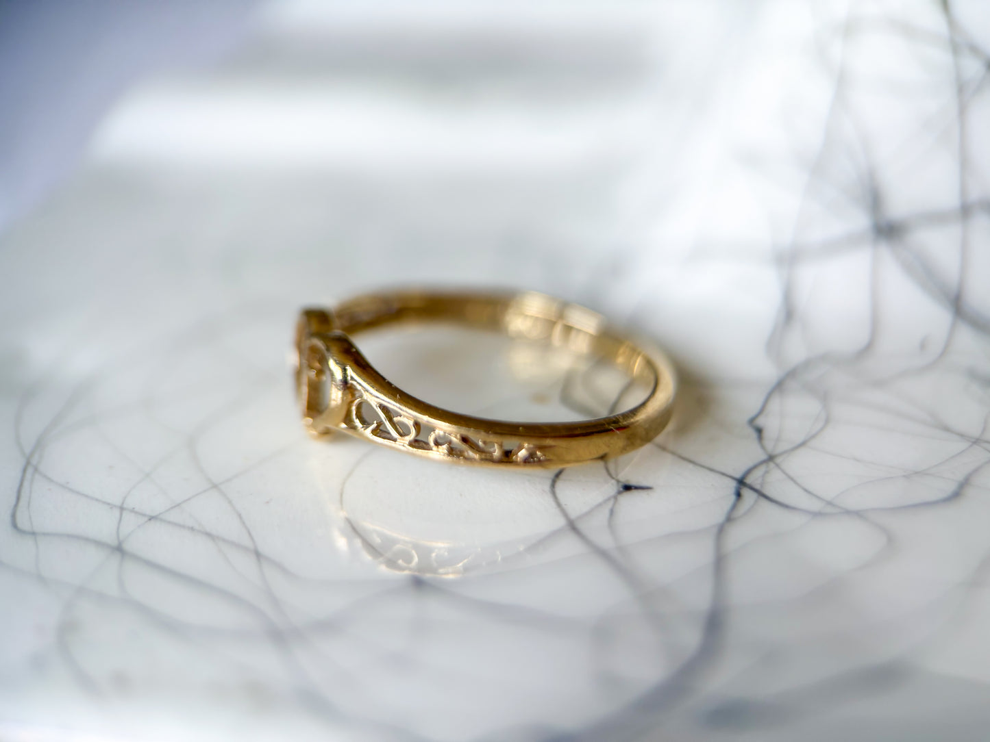 Vintage Heart and Cross 10k Yellow Ring
