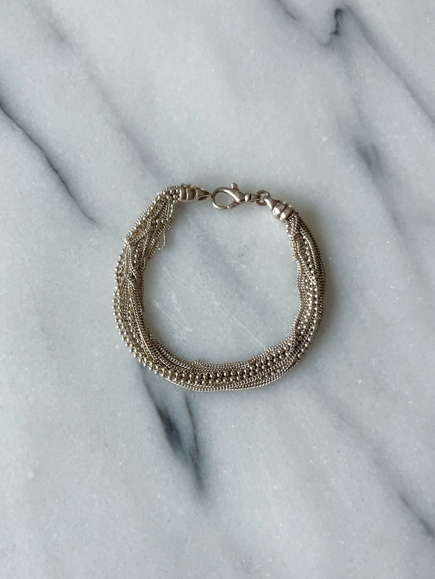 Vintage Sterling Silver Multiple Chain 7 Inch Bracelet, circa 1990s