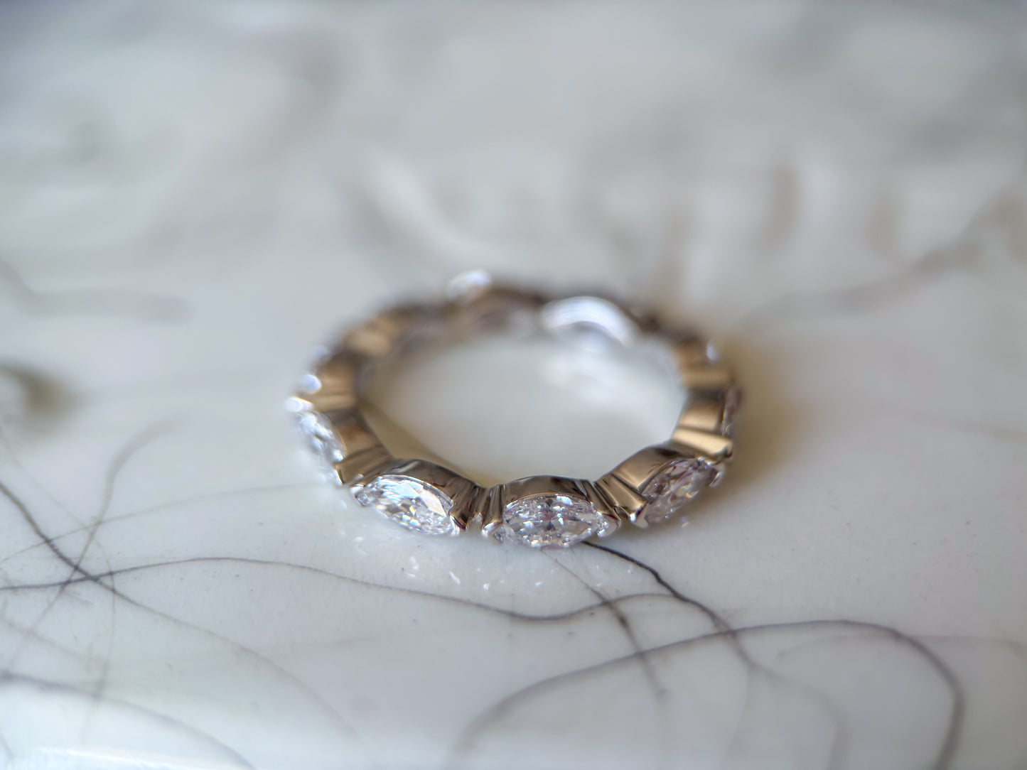 Lab Grown Diamond 14k White Gold Marquise 1 Carat Eternity Band