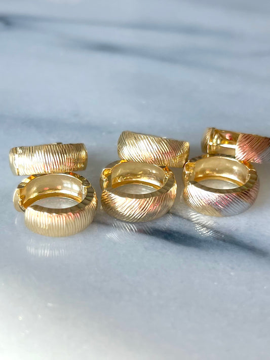 14k Yellow and Tri Colored Gold Huggies - 3 Styles