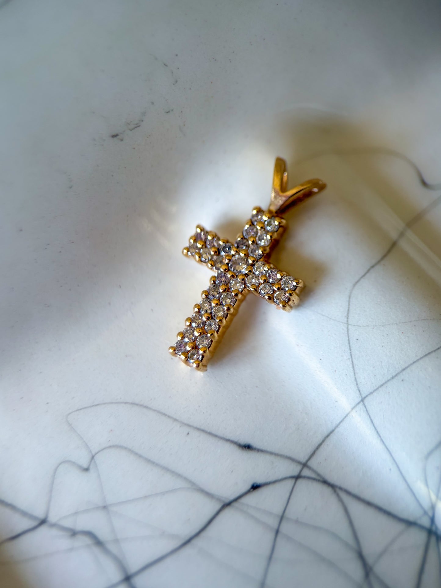 Vintage 14k Natural Diamond Yellow Gold Cross Charms