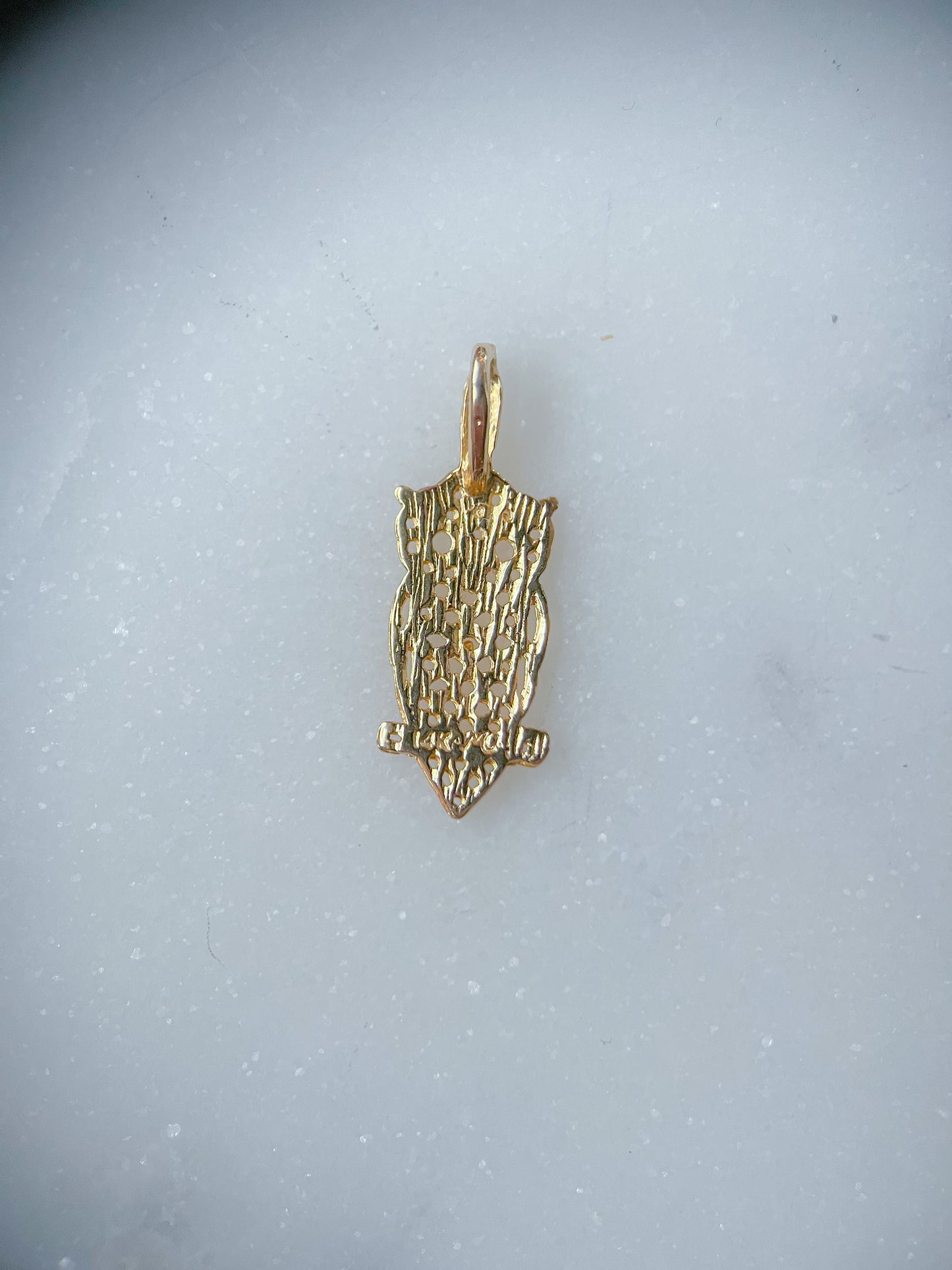 Vintage Small Owl 14k Yellow Gold Charm