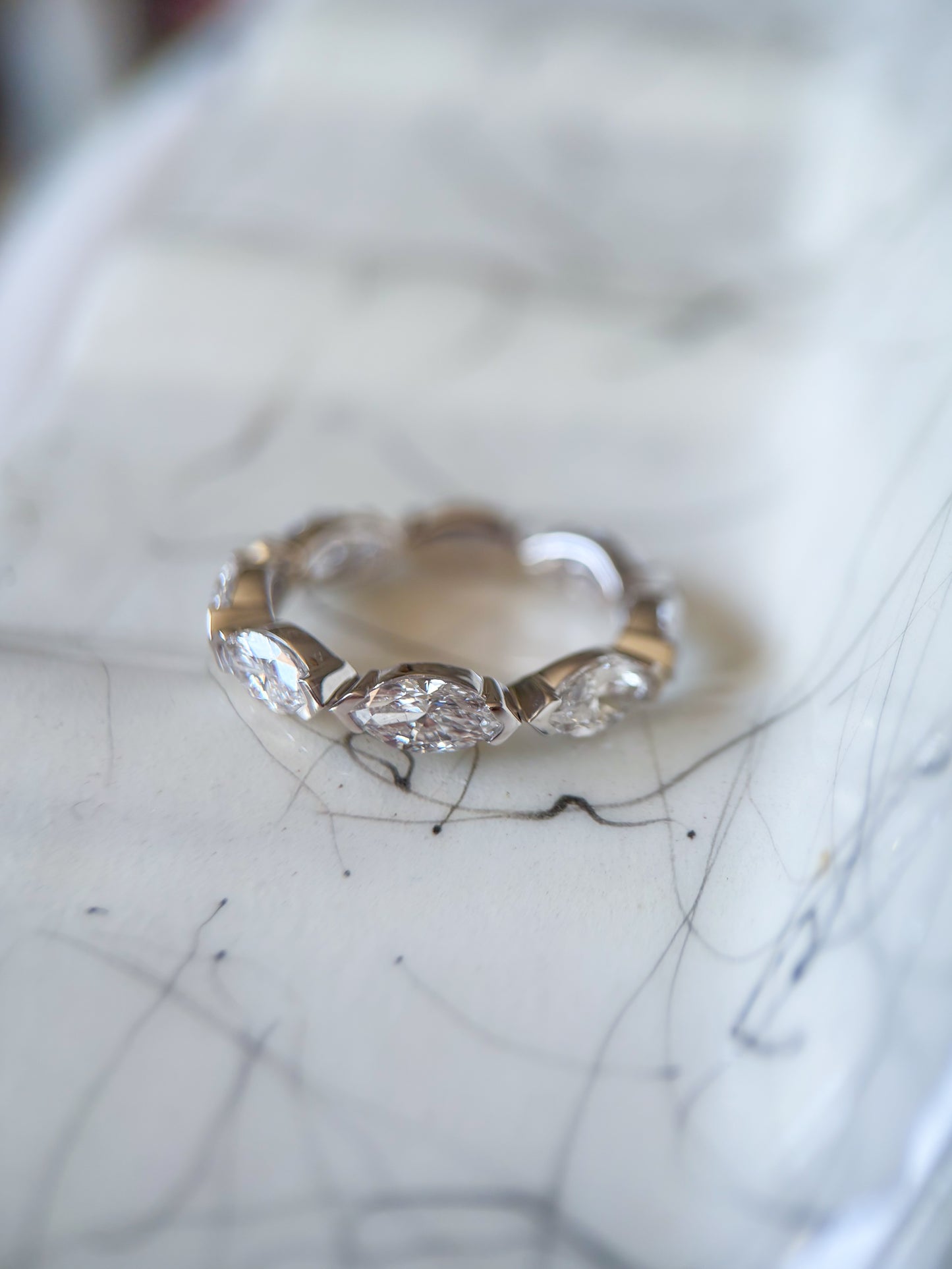 Lab Grown Diamond 14k White Gold Marquise Cut 2 Carat Eternity Band