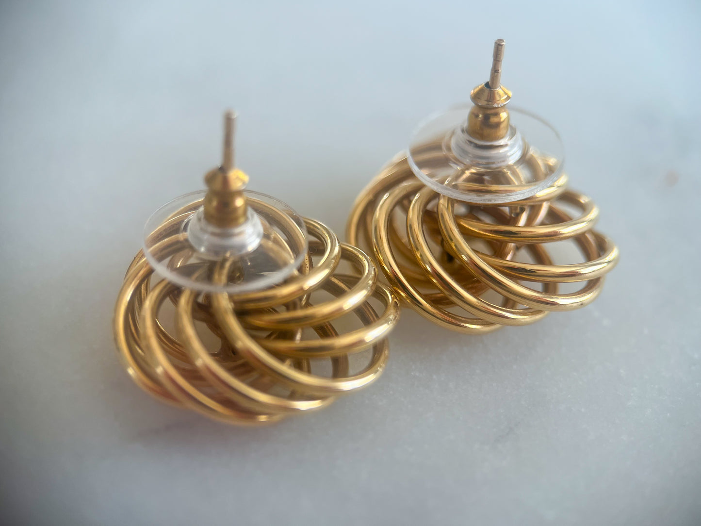 Vintage Large Knot 14k Yellow Gold Stud Earrings, circa 1980s