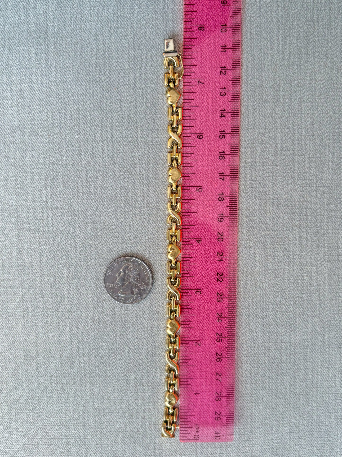 Vintage Heart 14k Yellow Gold 7.5 Inch Bracelet