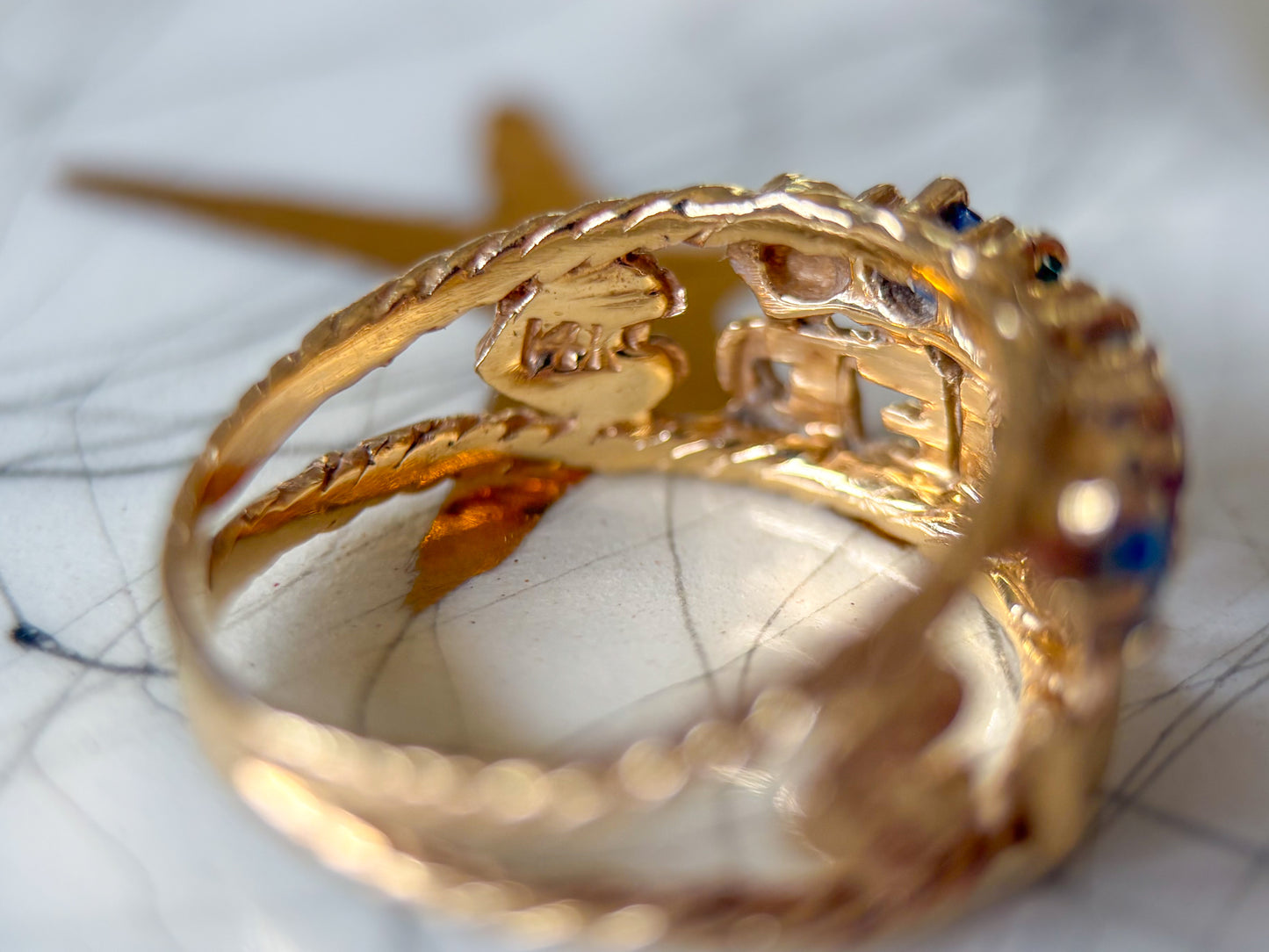 Vintage Multi Synthetic Gemstone 14k Yellow Gold "Mother's Ring"