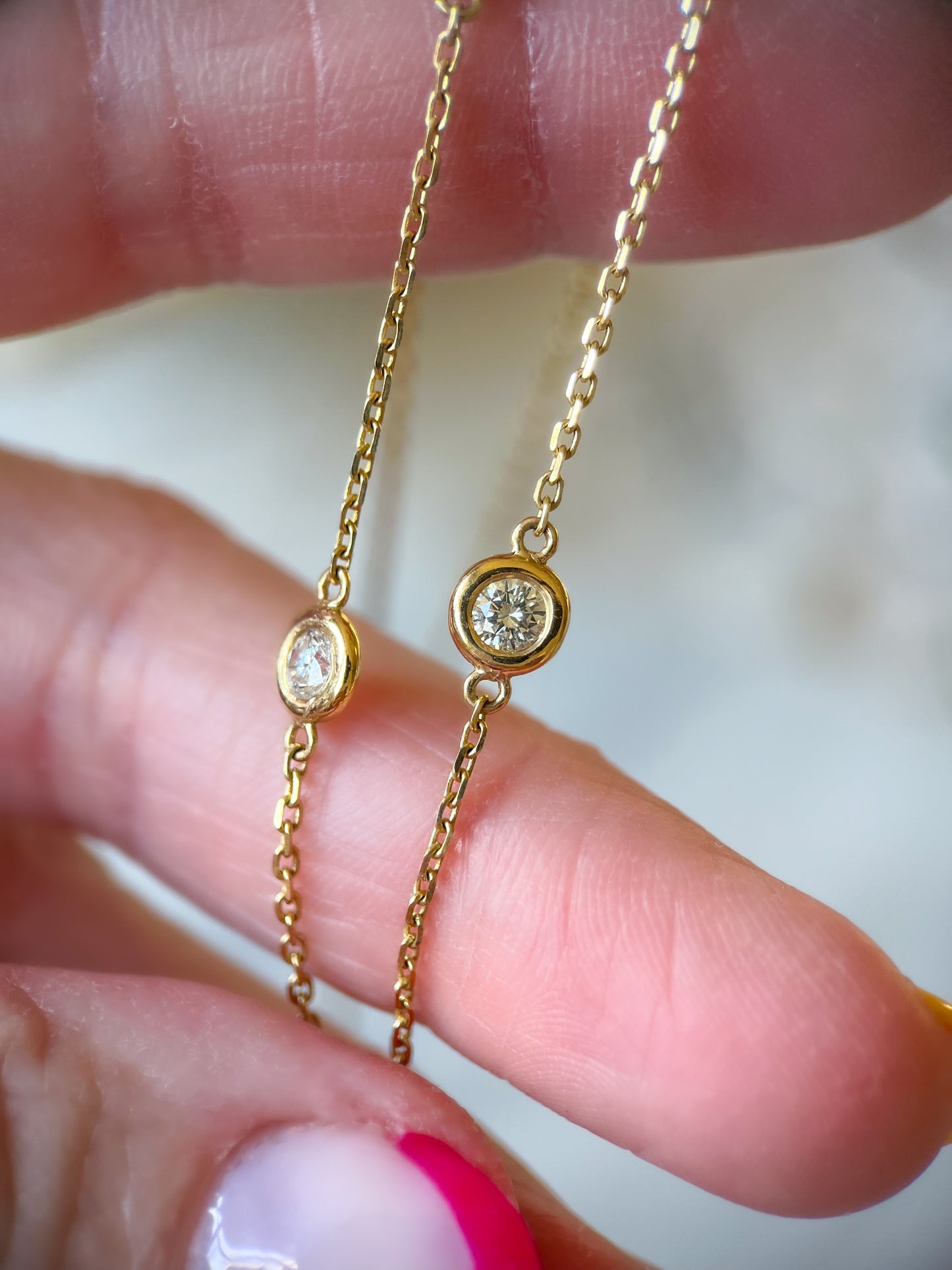 Natural Diamond by the Yard 16 Inch Chain Necklace in 14k Yellow Gold