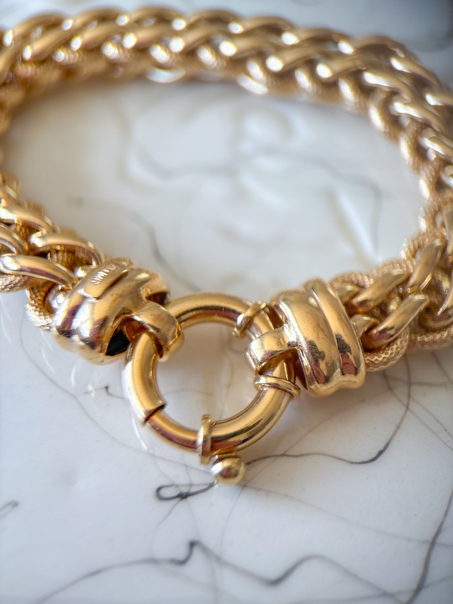 Vintage Super Chunky Braided 14k Yellow Gold 7 Inch Bracelet