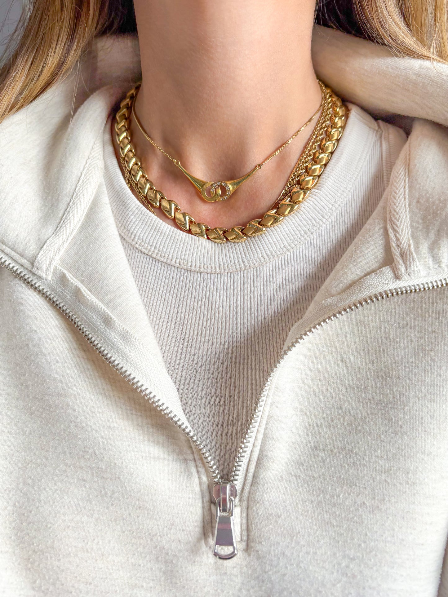 Vintage Chunky Flat Link 14k Yellow Gold 16 Inch Necklace