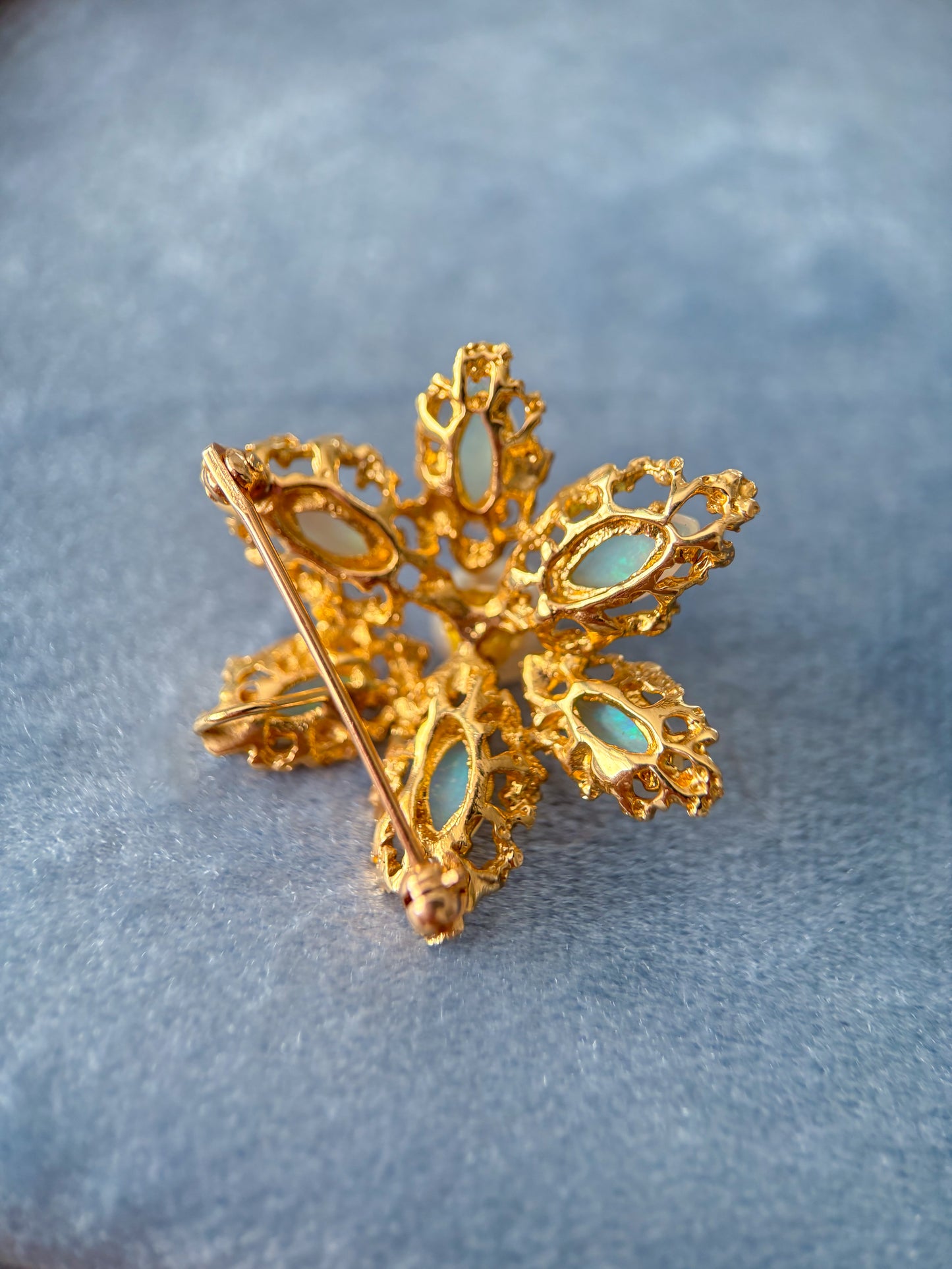 Vintage Opal Flower 14k Yellow Gold Pin and Pendant