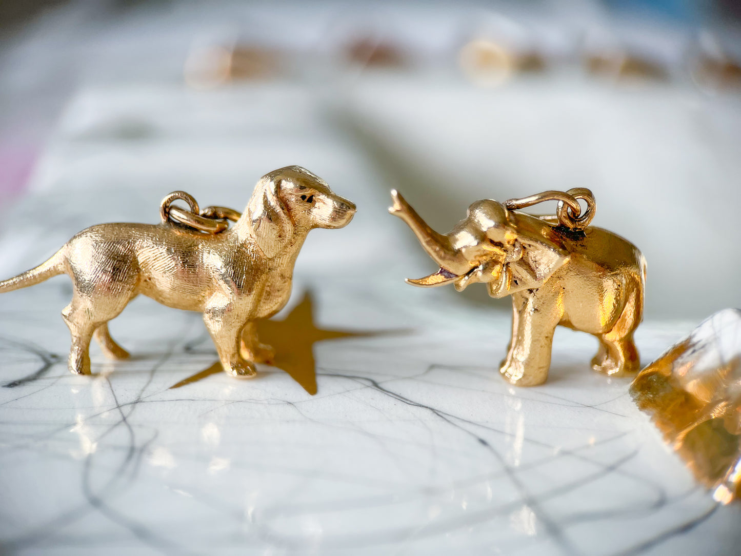 Vintage Elephant 14k Yellow Gold Charm, circa 1950s