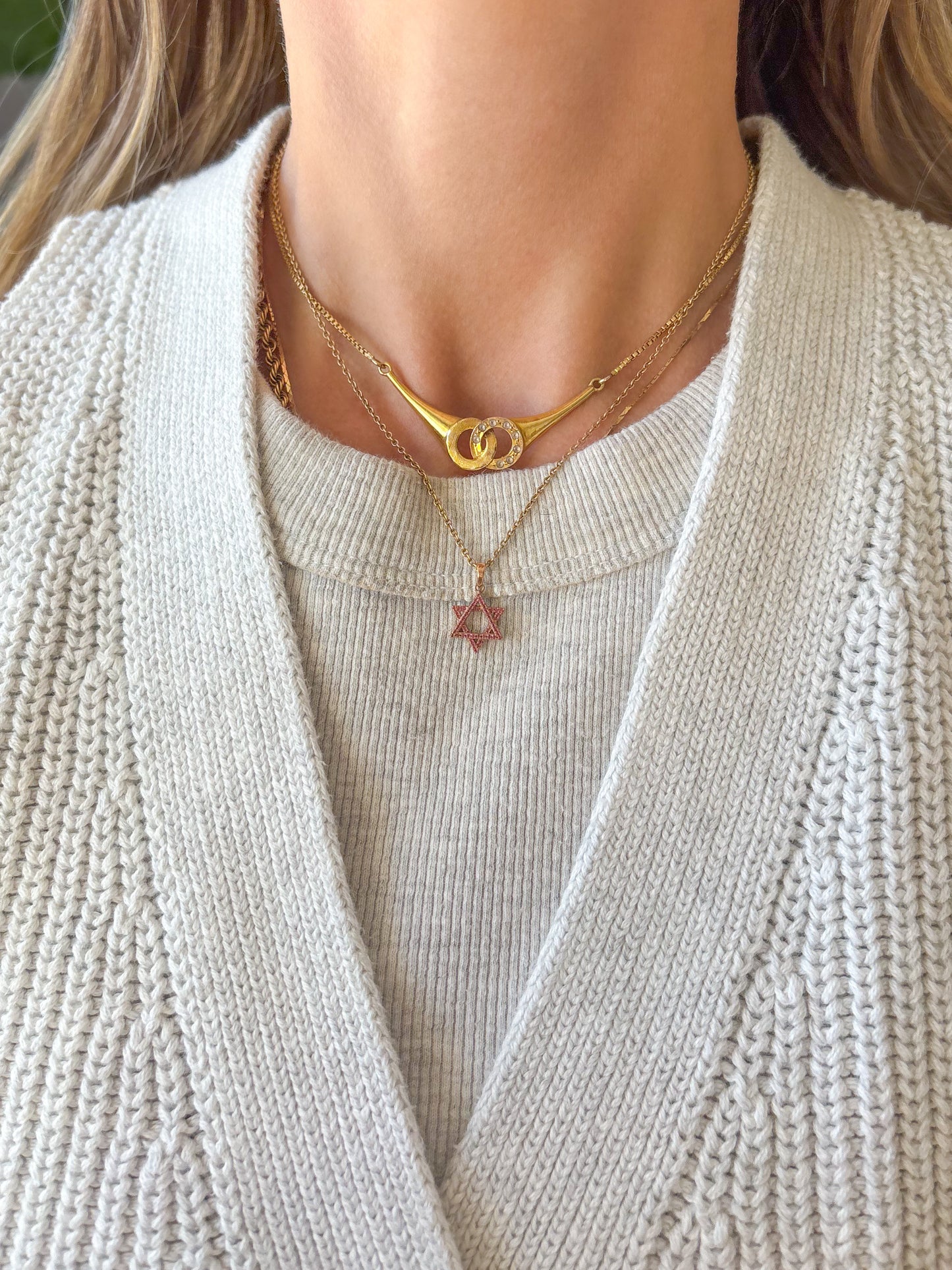 Pink Sapphire Star of David 14k Rose Gold Charm