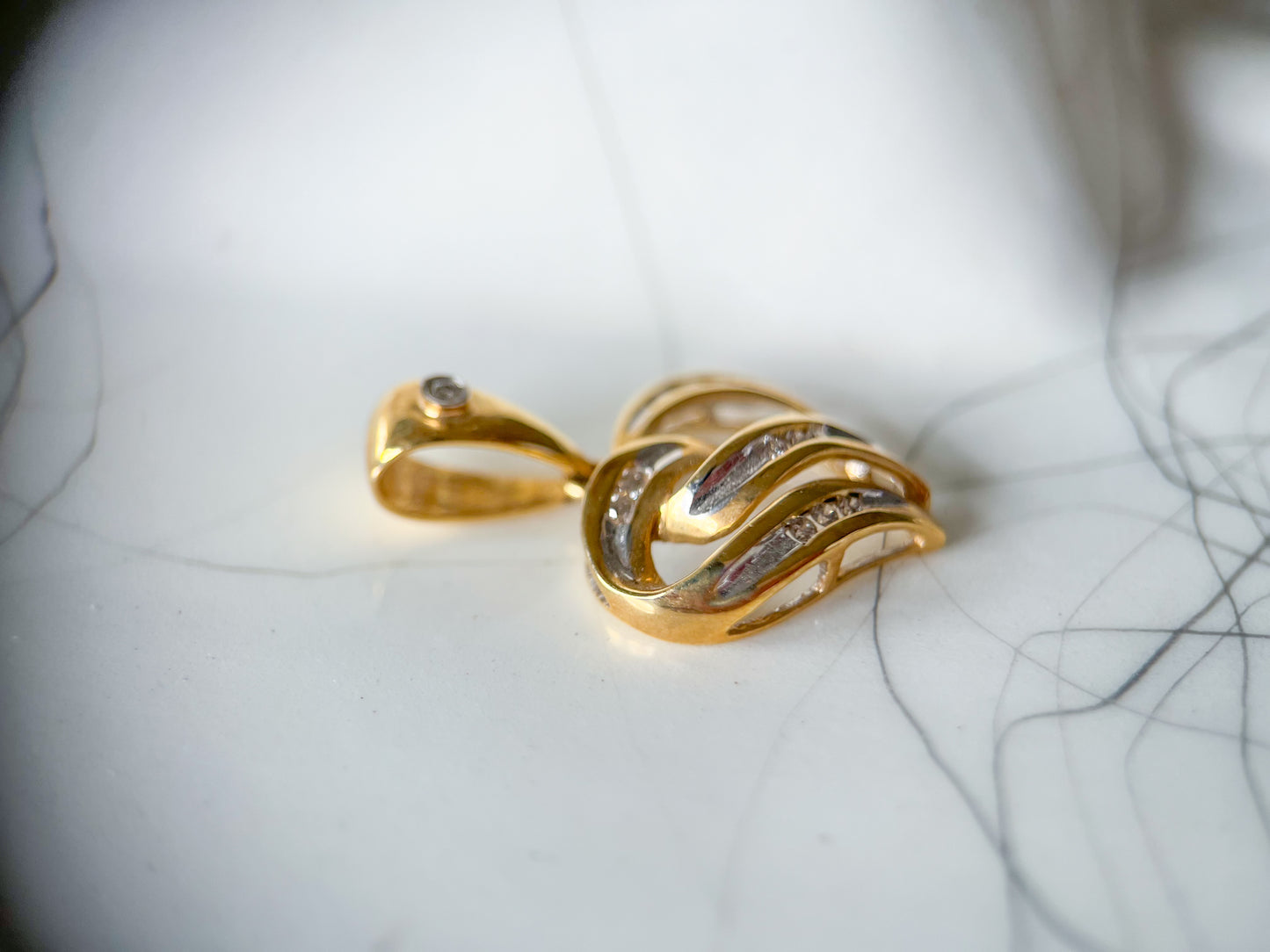 Vintage Natural Diamond Hearts 14k Yellow Gold Charms