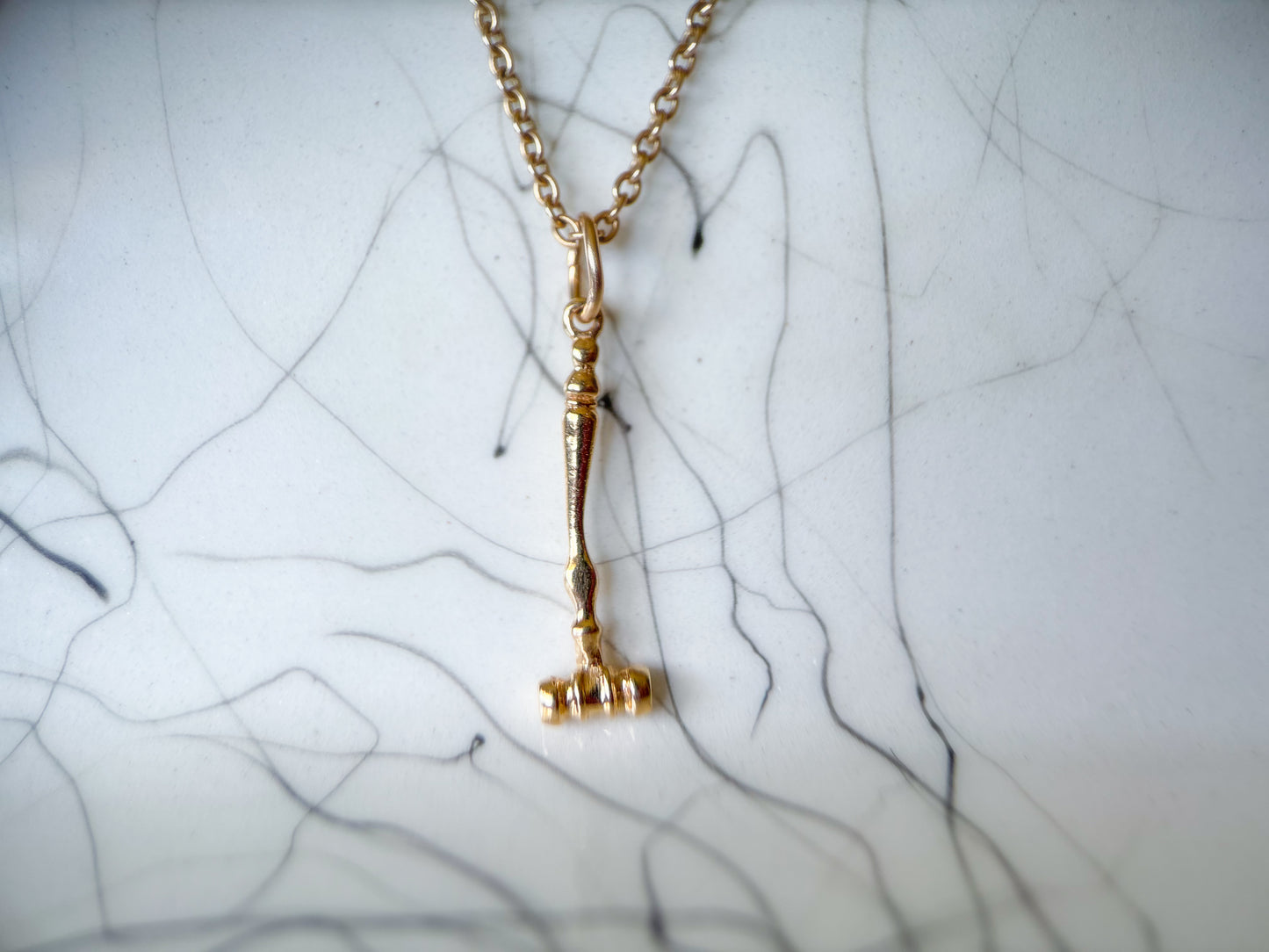 Vintage MINI Gavel 14k Yellow Gold Charm