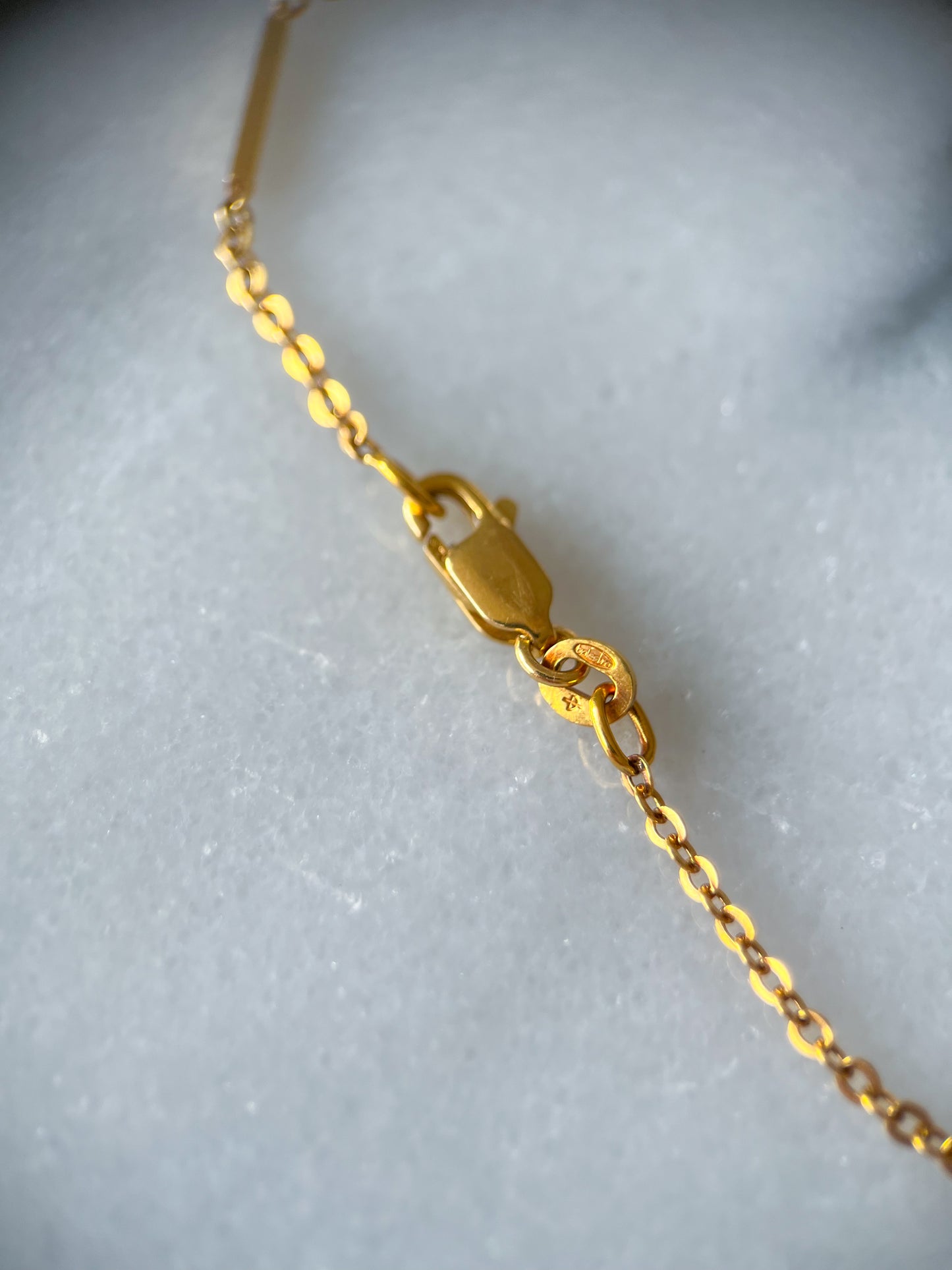 Vintage 18k Yellow Gold Bar Chain 16 Inch Necklace