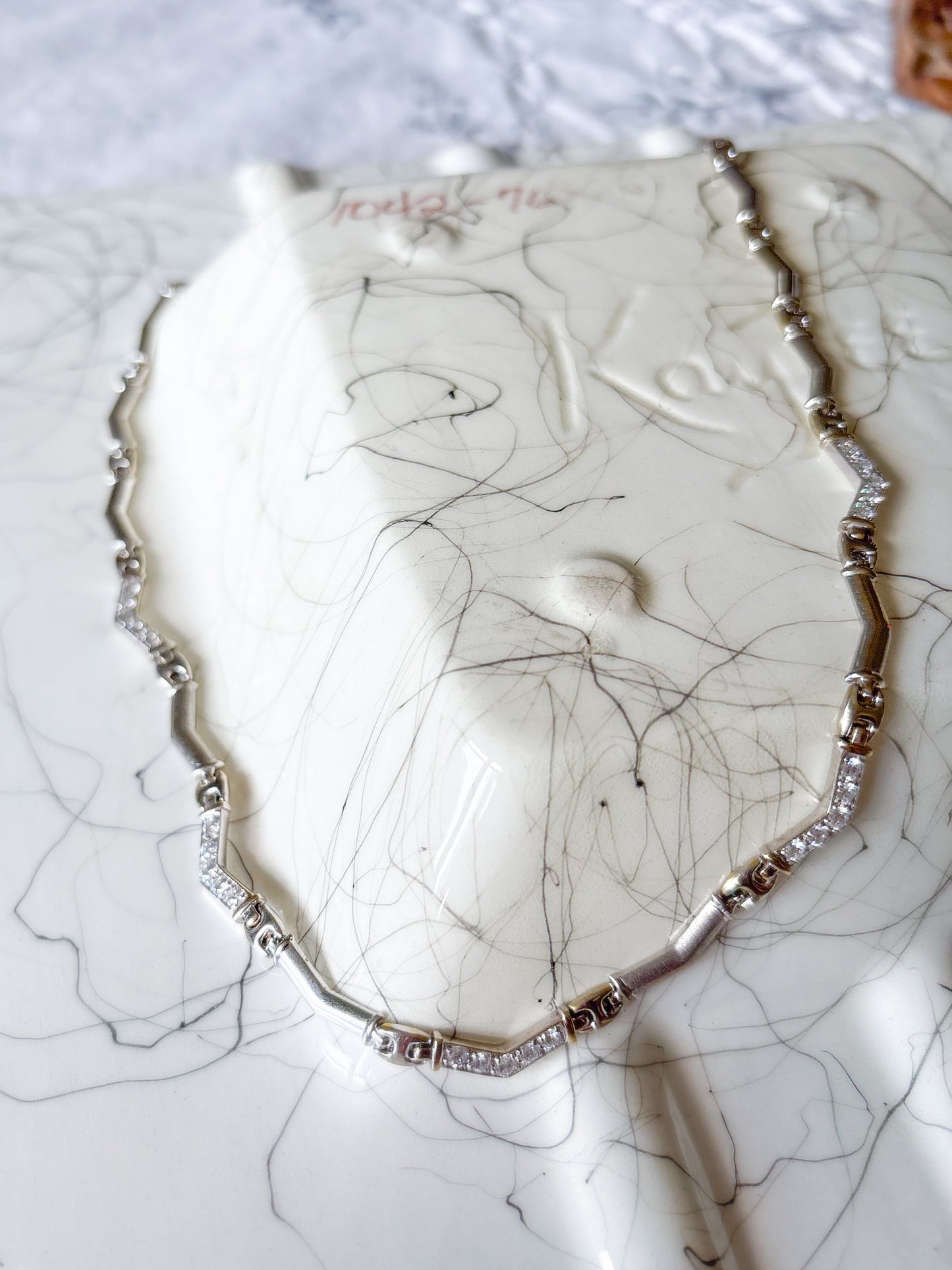 Vintage 14k White Gold 18 Inch Chain with CZ
